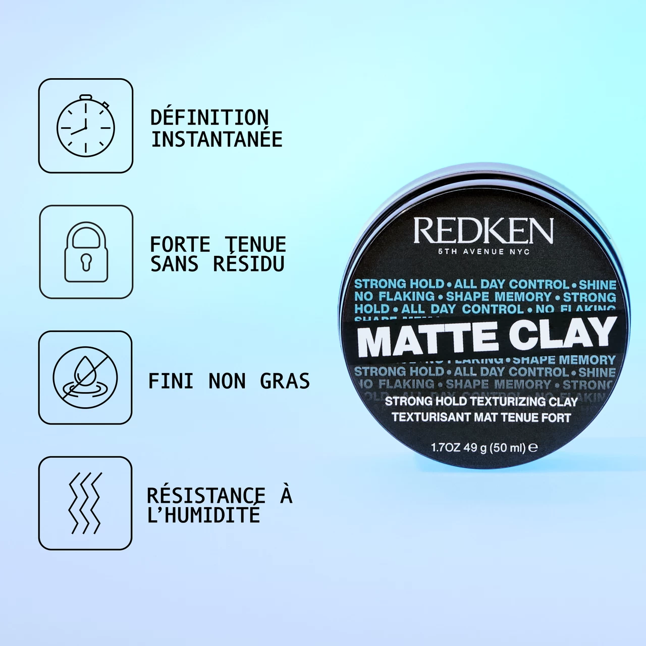 Matte Clay Strong Hold Redken 75ml 2 Matte Clay Strong Hold Redken 75ml – Image 2